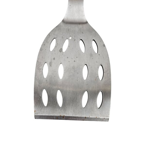 Vintage Stainless Steel Slotted Turner Wooden Handle Multipurpose Hanging Loop - Picture 2 of 9